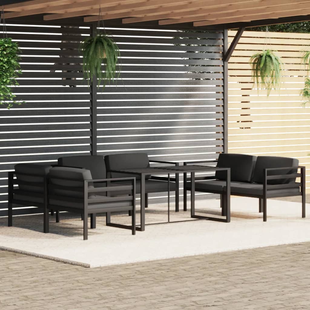 6-tlg. Garten-Lounge-Set mit Kissen Aluminium Anthrazit