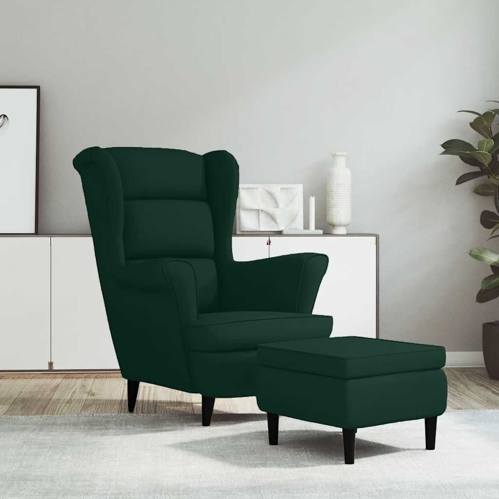 Ohrensessel mit Hocker Blau Samt