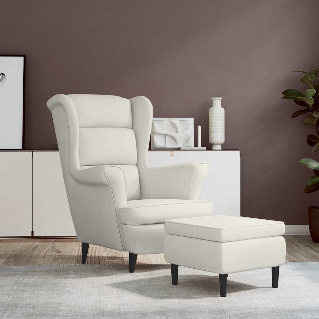 Ohrensessel mit Hocker Blau Samt