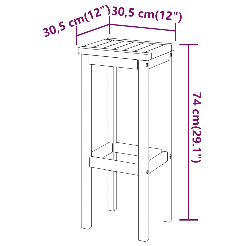 3-tlg. Gartenbar-Set Massivholz Akazie
