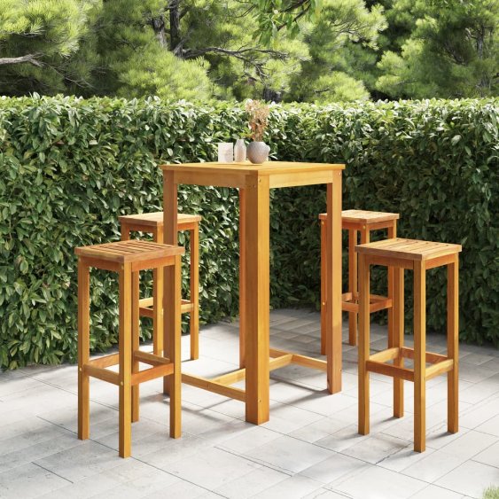 3-tlg. Gartenbar-Set Massivholz Akazie