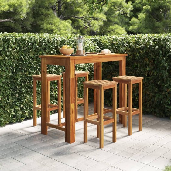 3-tlg. Gartenbar-Set Massivholz Akazie