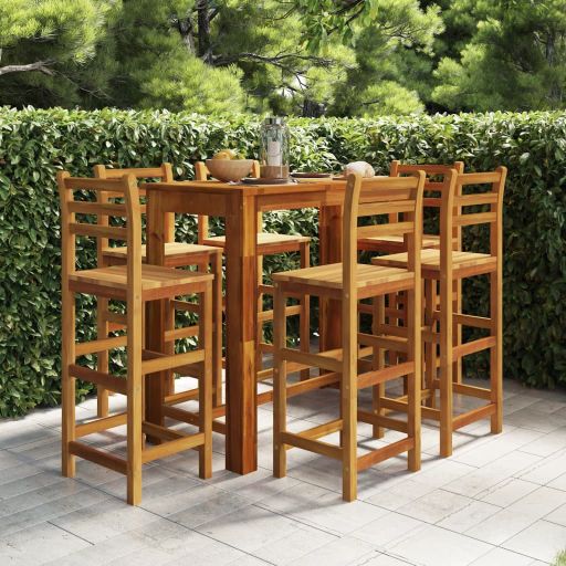 3-tlg. Gartenbar-Set Massivholz Akazie