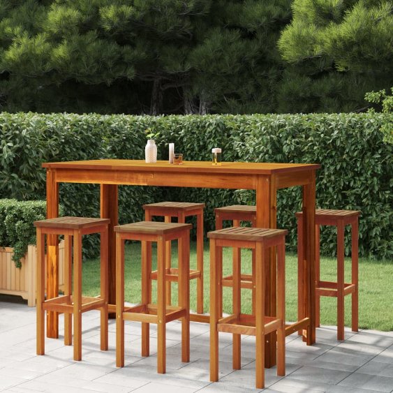 3-tlg. Gartenbar-Set Massivholz Akazie