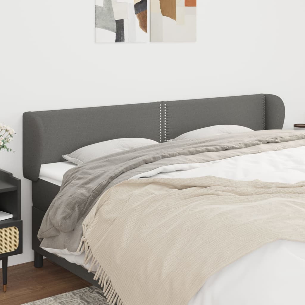 Kopfteil mit Ohren Dunkelgrau 83x23x78/88 cm Stoff