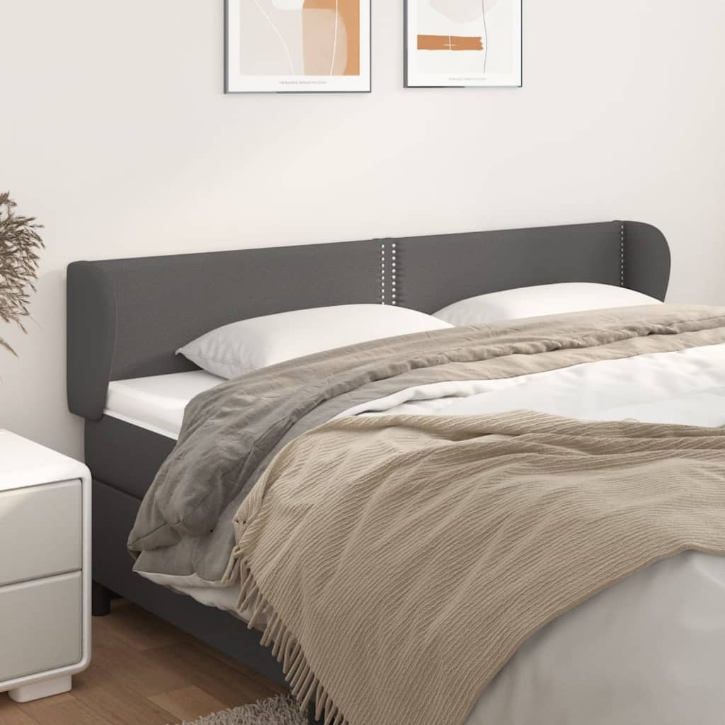 Kopfteil mit Ohren Schwarz 83x23x78/88 cm Kunstleder