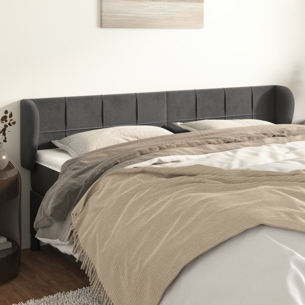 Kopfteil mit Ohren Hellgrau 83x23x78/88 cm Samt