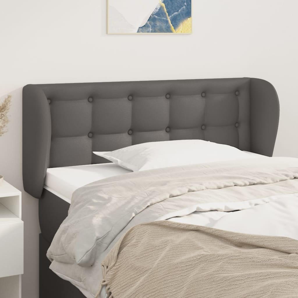 Kopfteil mit Ohren Schwarz 83x23x78/88 cm Kunstleder