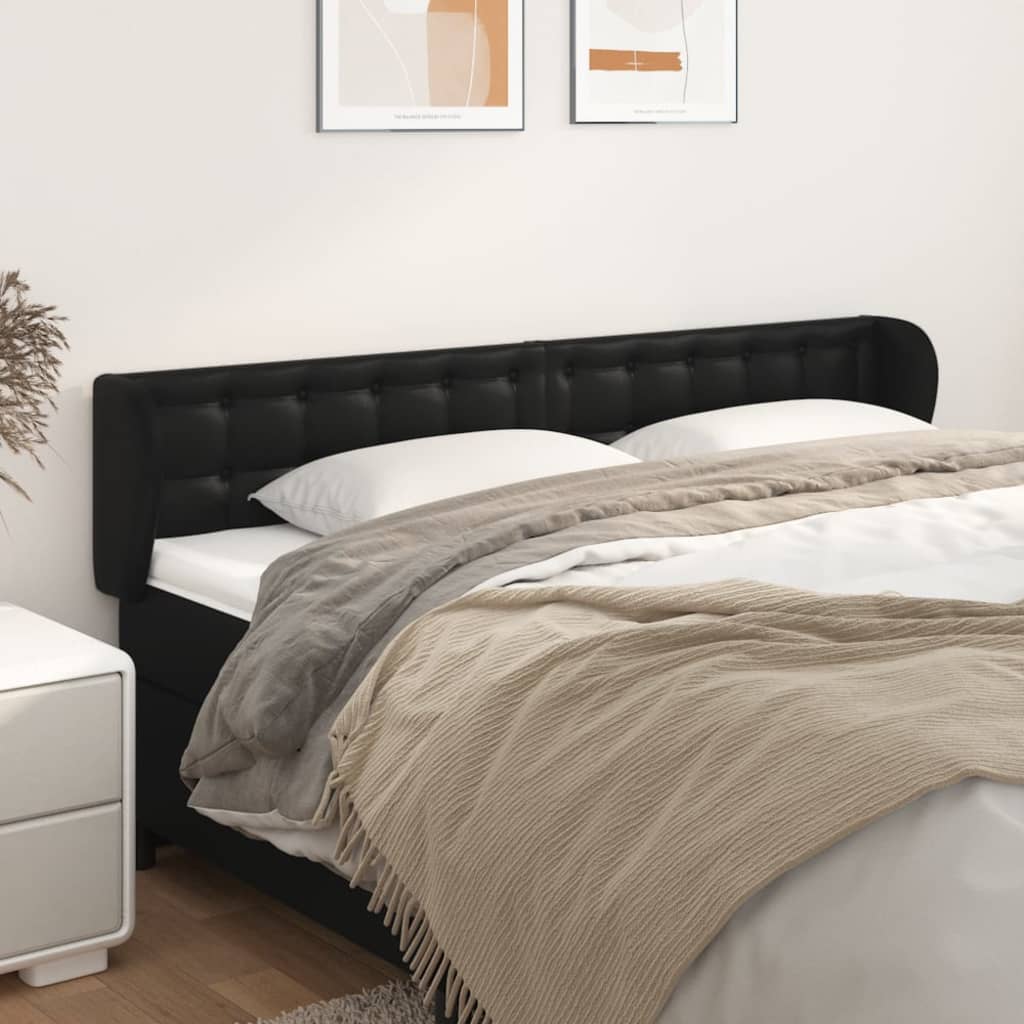 Kopfteil mit Ohren Schwarz 83x23x78/88 cm Kunstleder