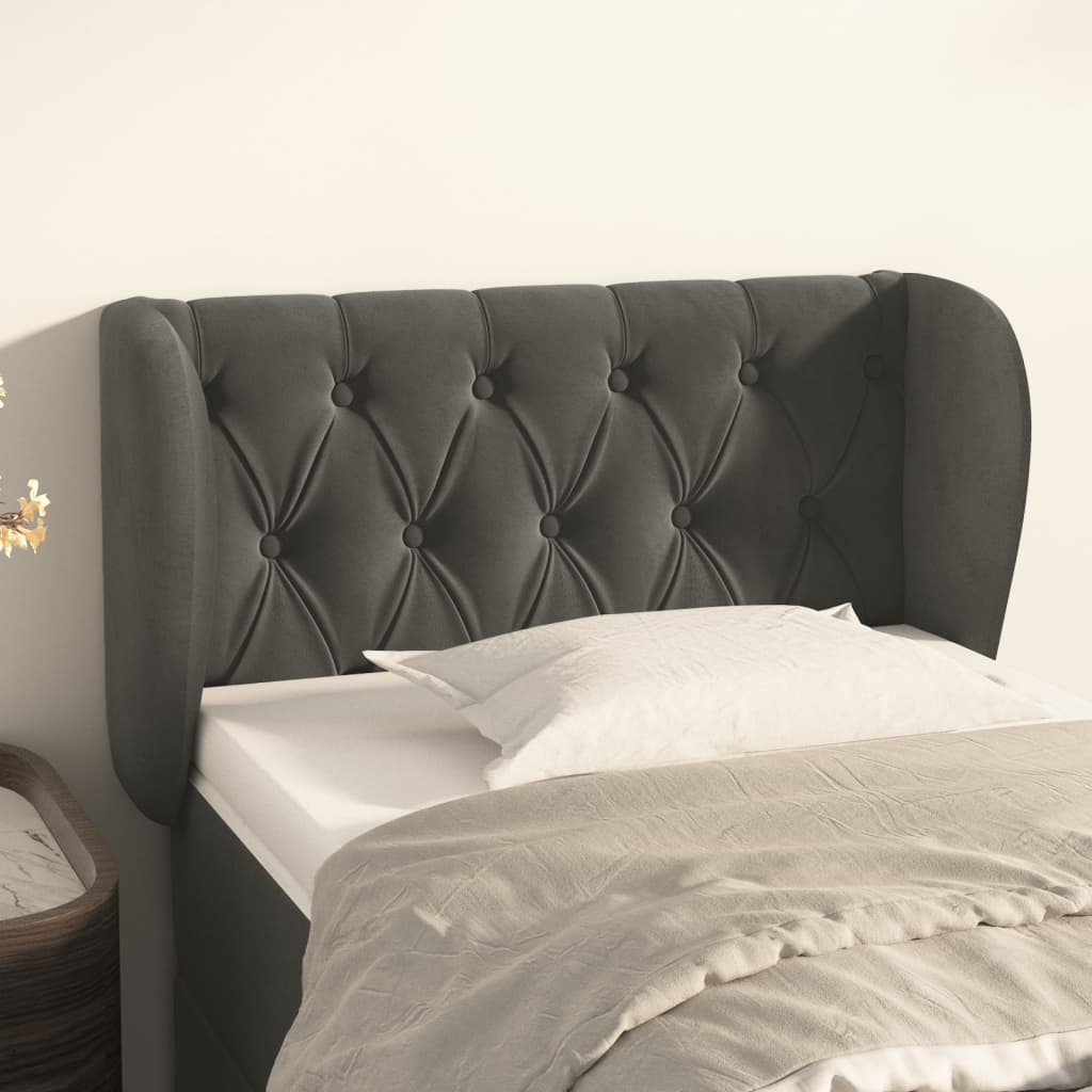 Kopfteil mit Ohren Hellgrau 83x23x78/88 cm Samt