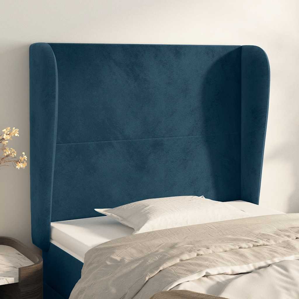 Kopfteil mit Ohren Hellgrau 83x23x78/88 cm Samt