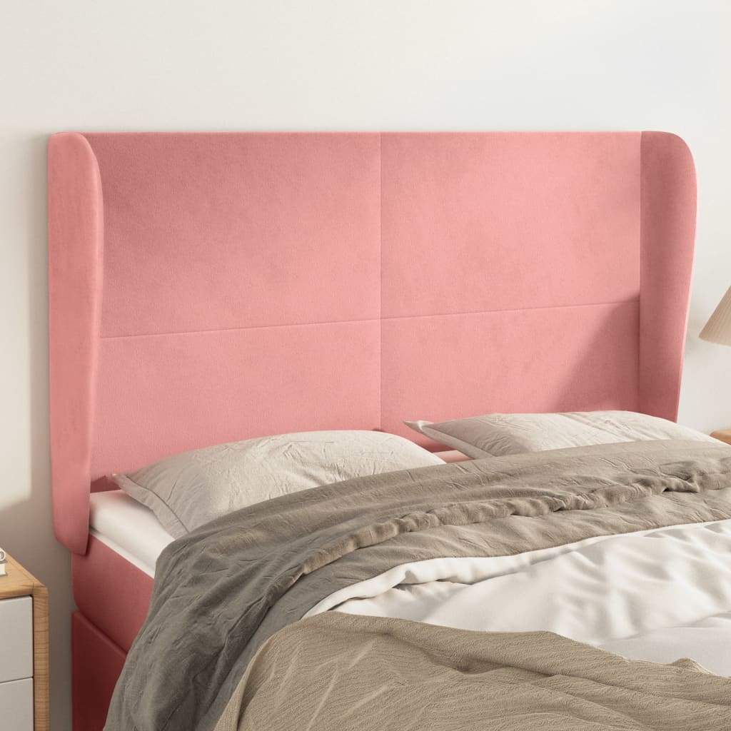 Kopfteil mit Ohren Hellgrau 83x23x78/88 cm Samt