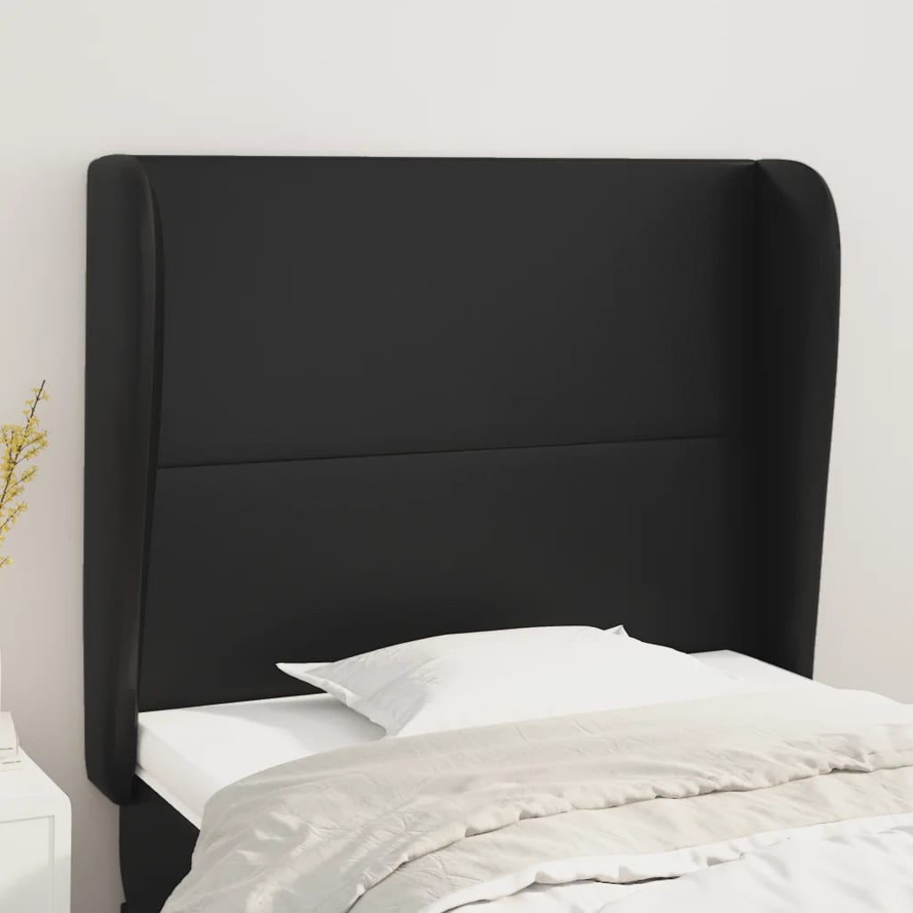 Kopfteil mit Ohren Schwarz 83x23x78/88 cm Kunstleder