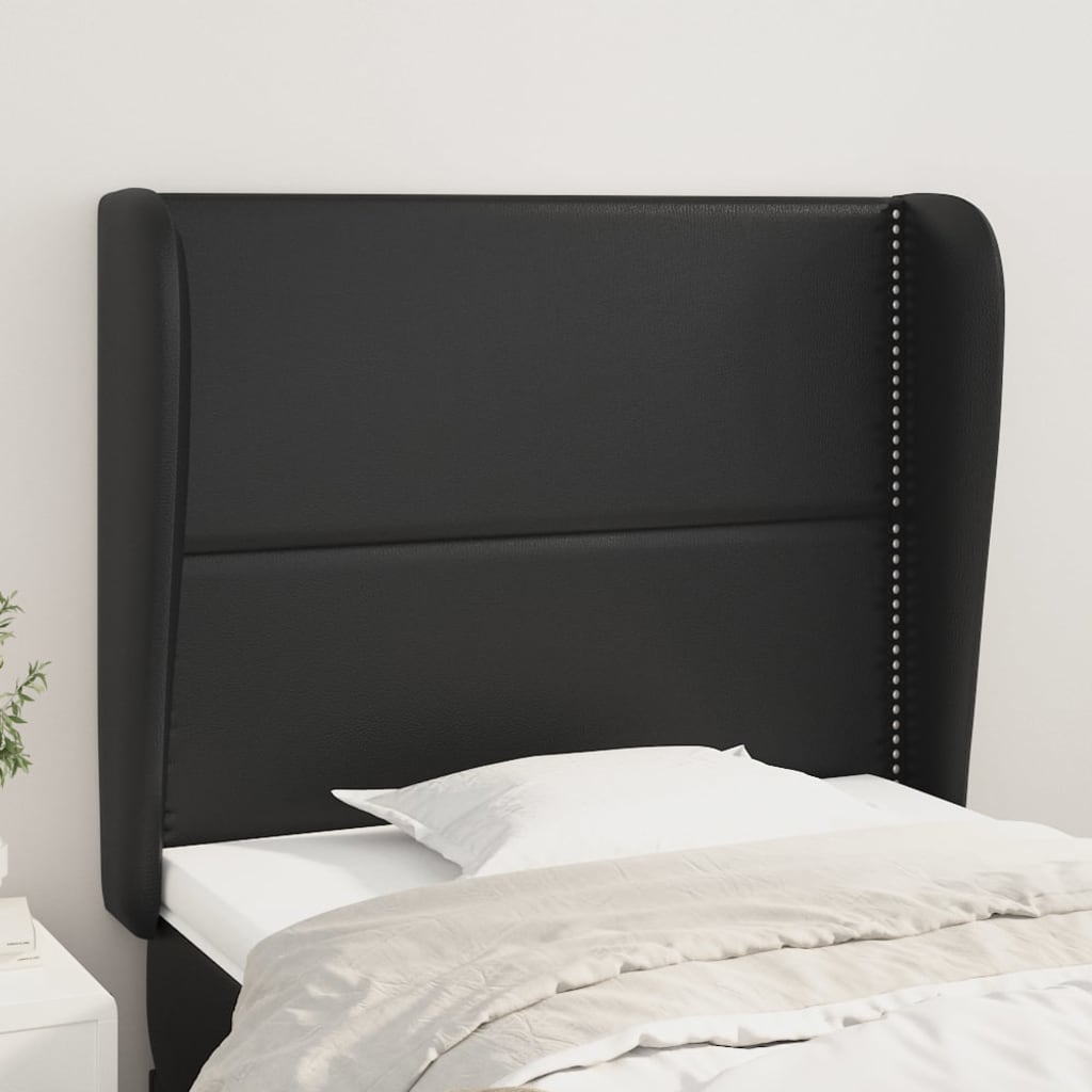 Kopfteil mit Ohren Schwarz 83x23x78/88 cm Kunstleder