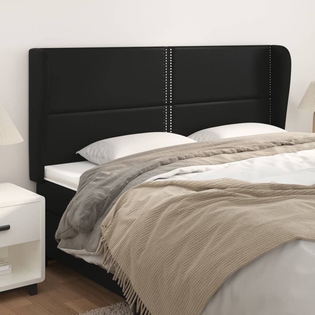 Kopfteil mit Ohren Schwarz 83x23x78/88 cm Kunstleder