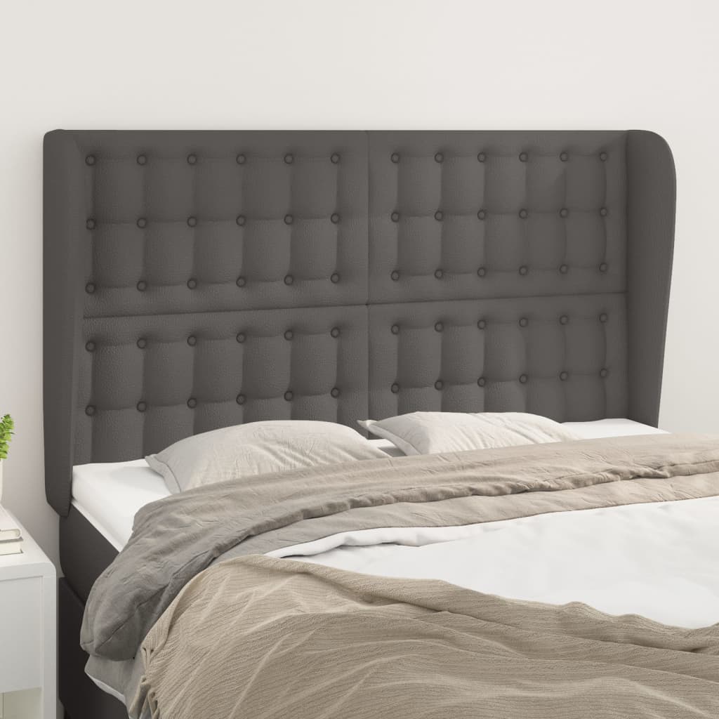 Kopfteil mit Ohren Schwarz 83x23x78/88 cm Kunstleder