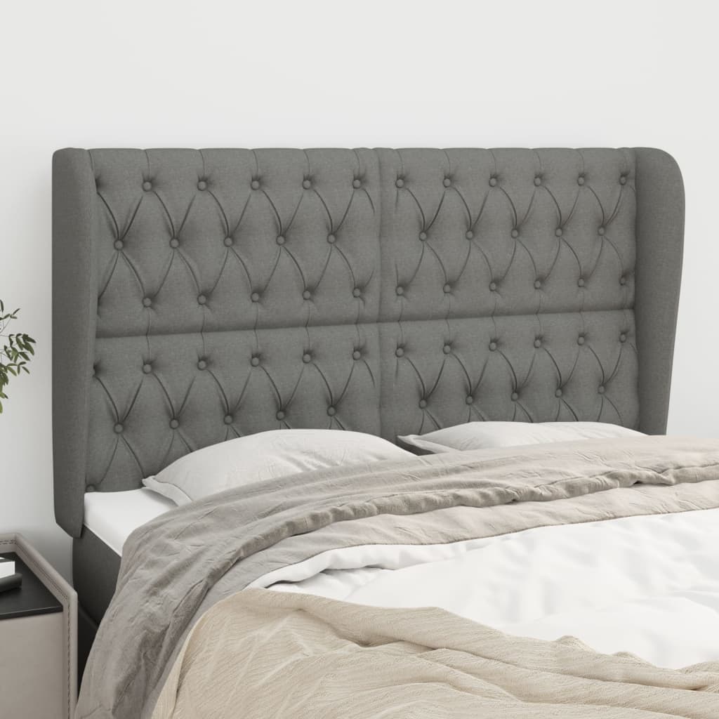 Kopfteil mit Ohren Hellgrau 83x23x78/88 cm Stoff