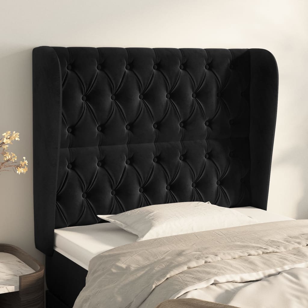Kopfteil mit Ohren Hellgrau 83x23x78/88 cm Samt