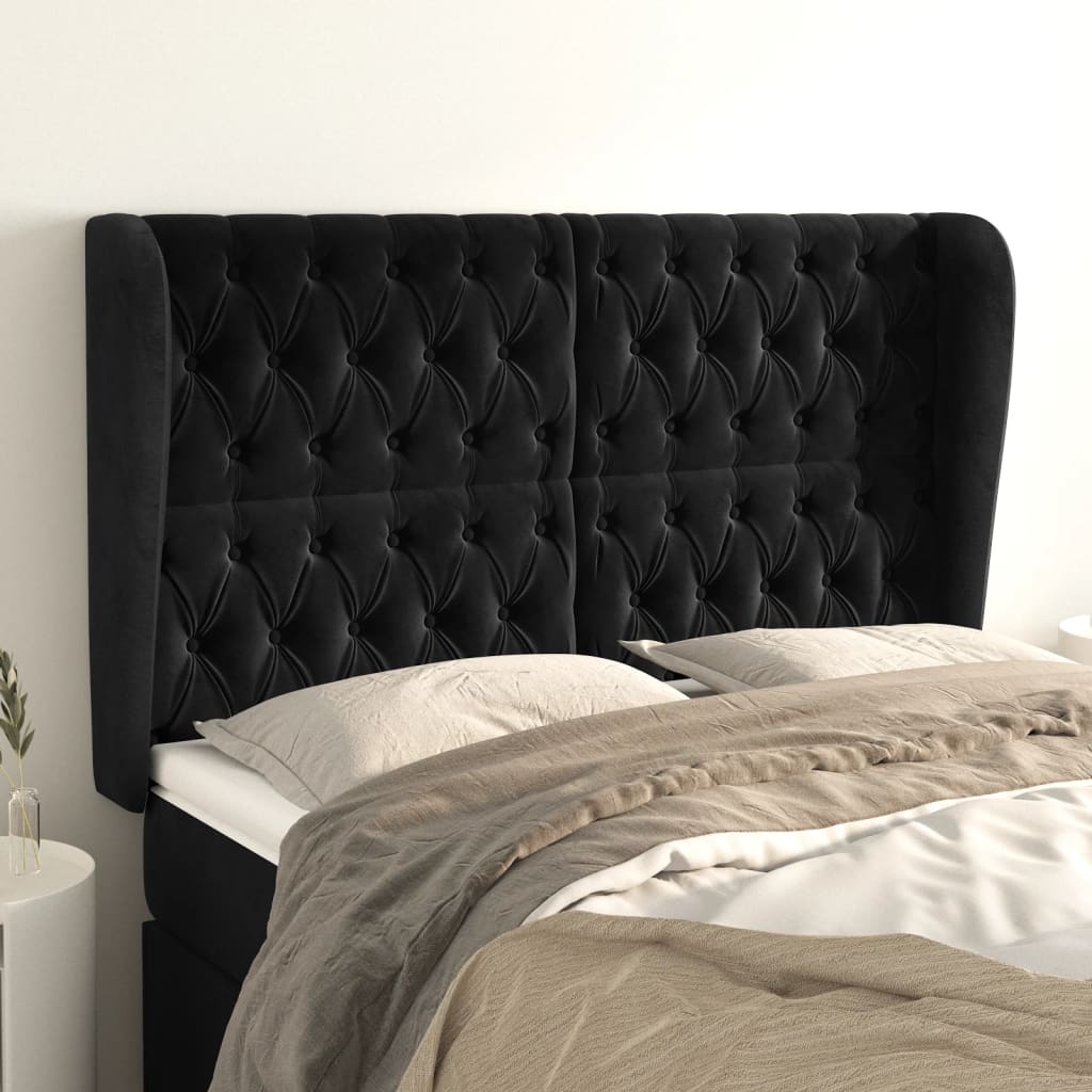 Kopfteil mit Ohren Hellgrau 83x23x78/88 cm Samt