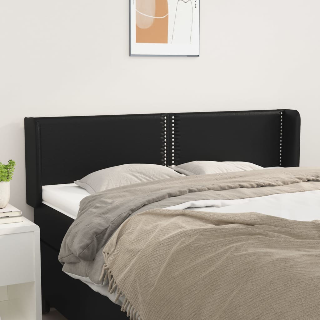 Kopfteil mit Ohren Schwarz 83x16x78/88 cm Kunstleder