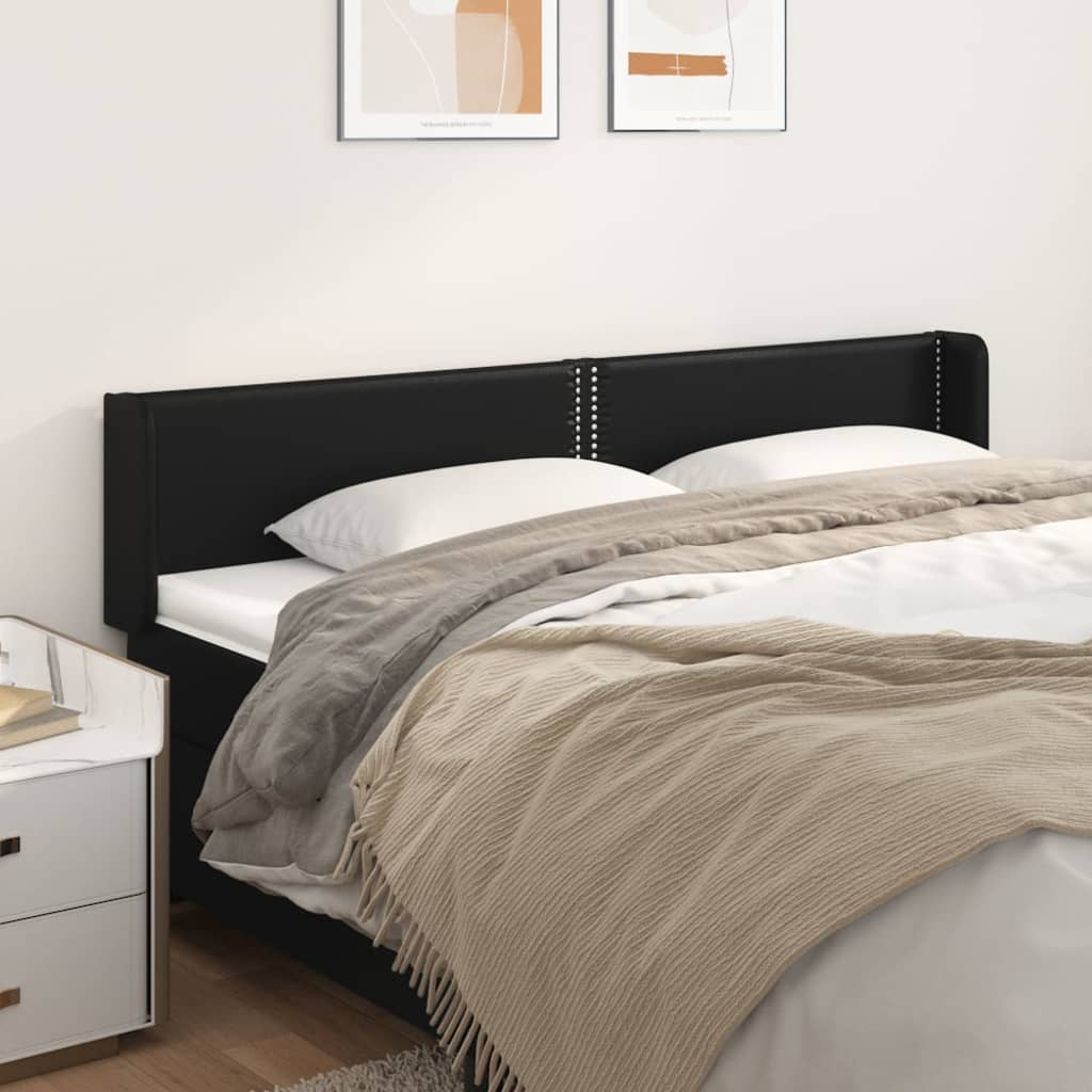 Kopfteil mit Ohren Schwarz 83x16x78/88 cm Kunstleder