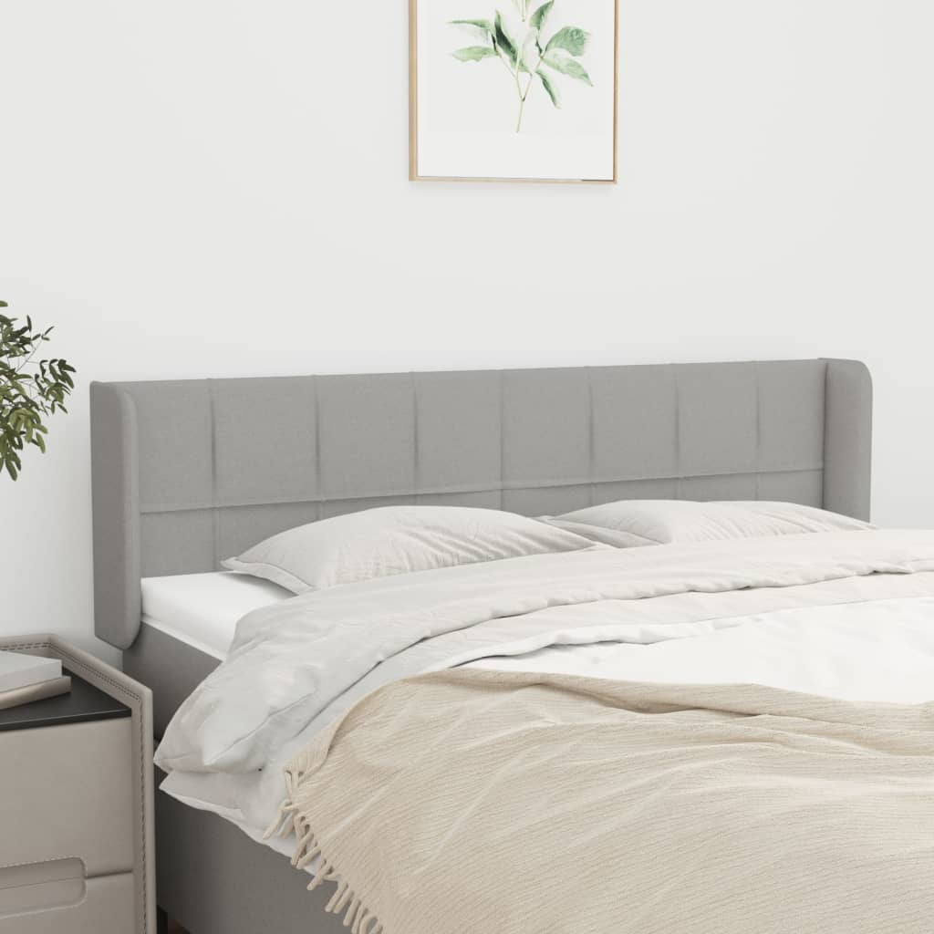 Kopfteil mit Ohren Hellgrau 83x16x78/88 cm Stoff