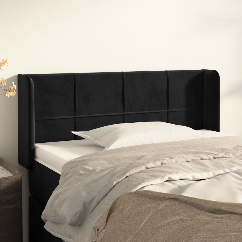 Kopfteil mit Ohren Hellgrau 83x16x78/88 cm Samt