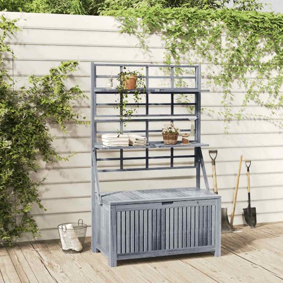 vidaXL Aufbewahrungstruhe mit Rankgitter 99x55x160cm Massivholz Akazie