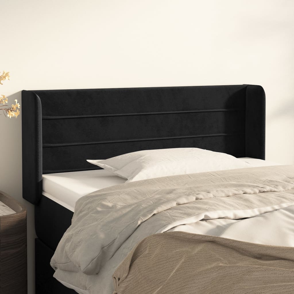 Kopfteil mit Ohren Hellgrau 83x16x78/88 cm Samt