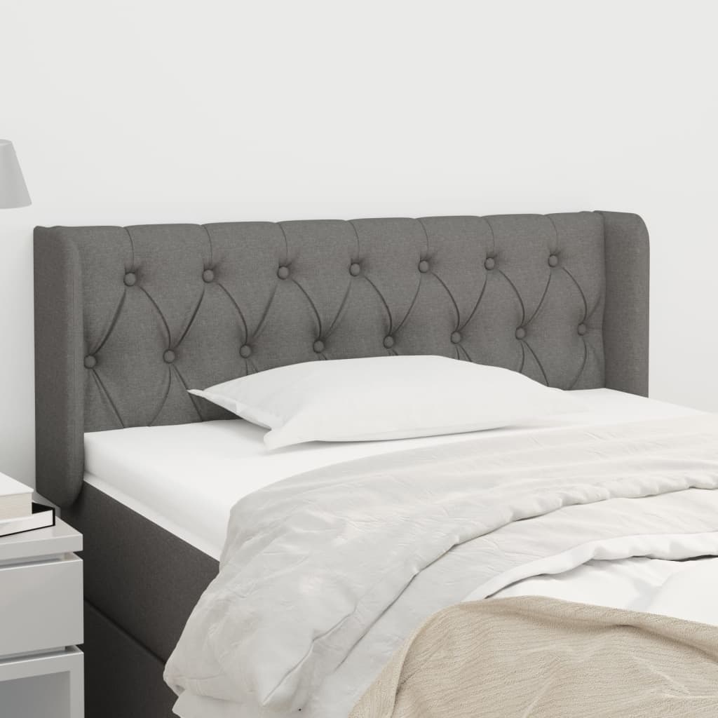 Kopfteil mit Ohren Hellgrau 83x16x78/88 cm Stoff