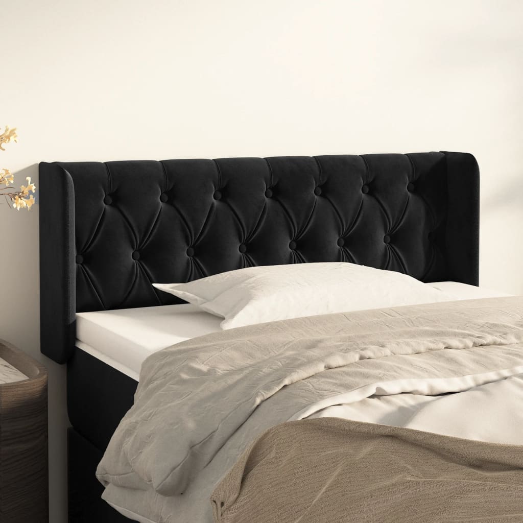 Kopfteil mit Ohren Hellgrau 83x16x78/88 cm Samt