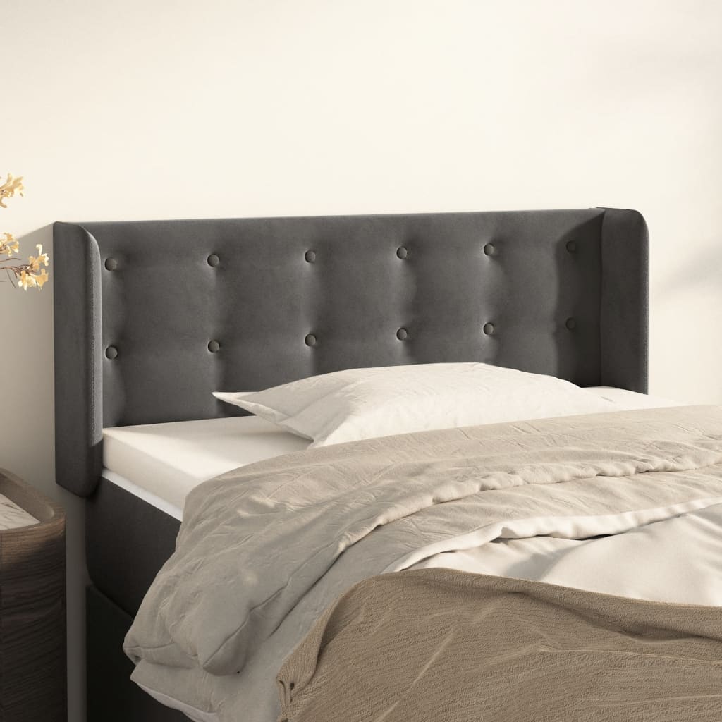 Kopfteil mit Ohren Hellgrau 83x16x78/88 cm Samt
