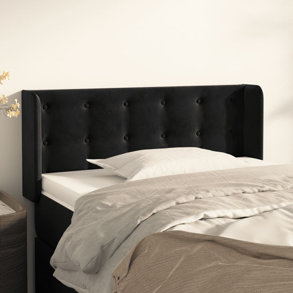 Kopfteil mit Ohren Hellgrau 83x16x78/88 cm Samt