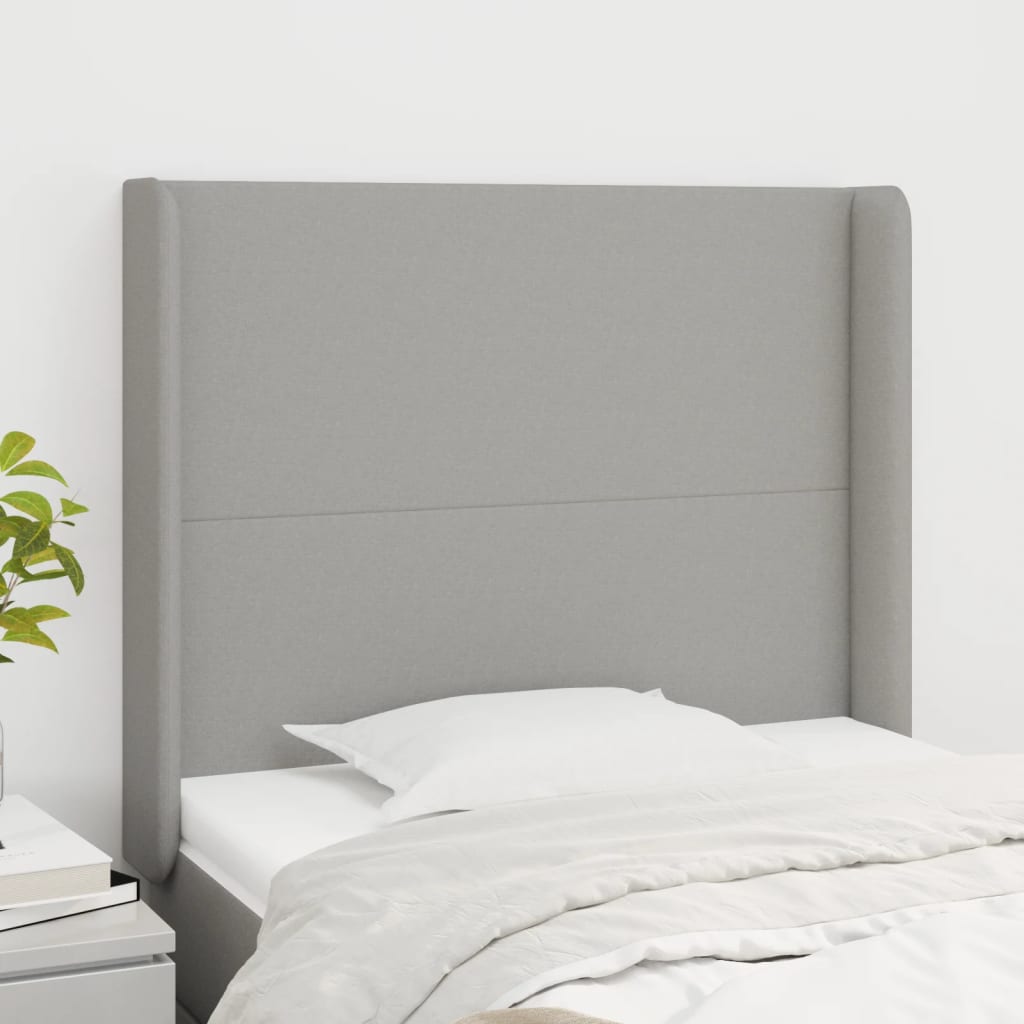 Kopfteil mit Ohren Hellgrau 83x16x78/88 cm Stoff
