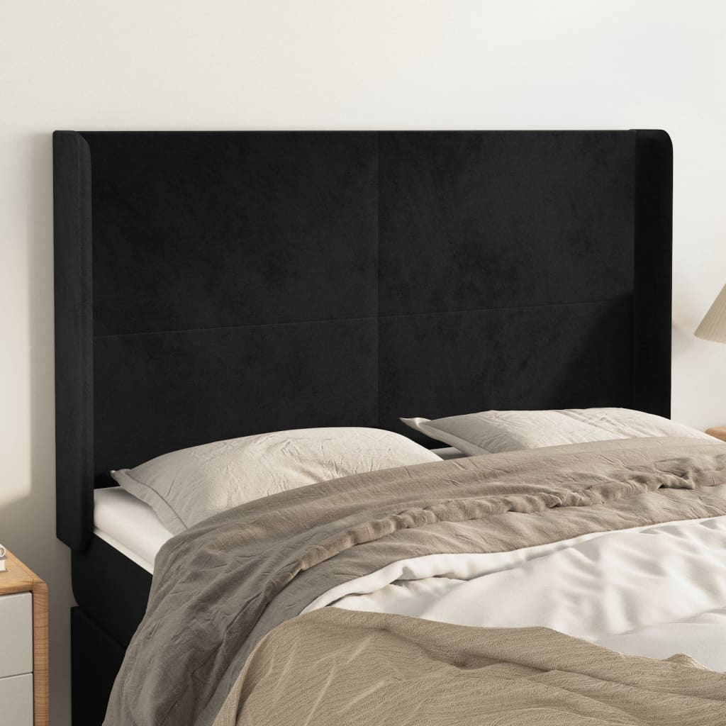 Kopfteil mit Ohren Hellgrau 83x16x78/88 cm Samt