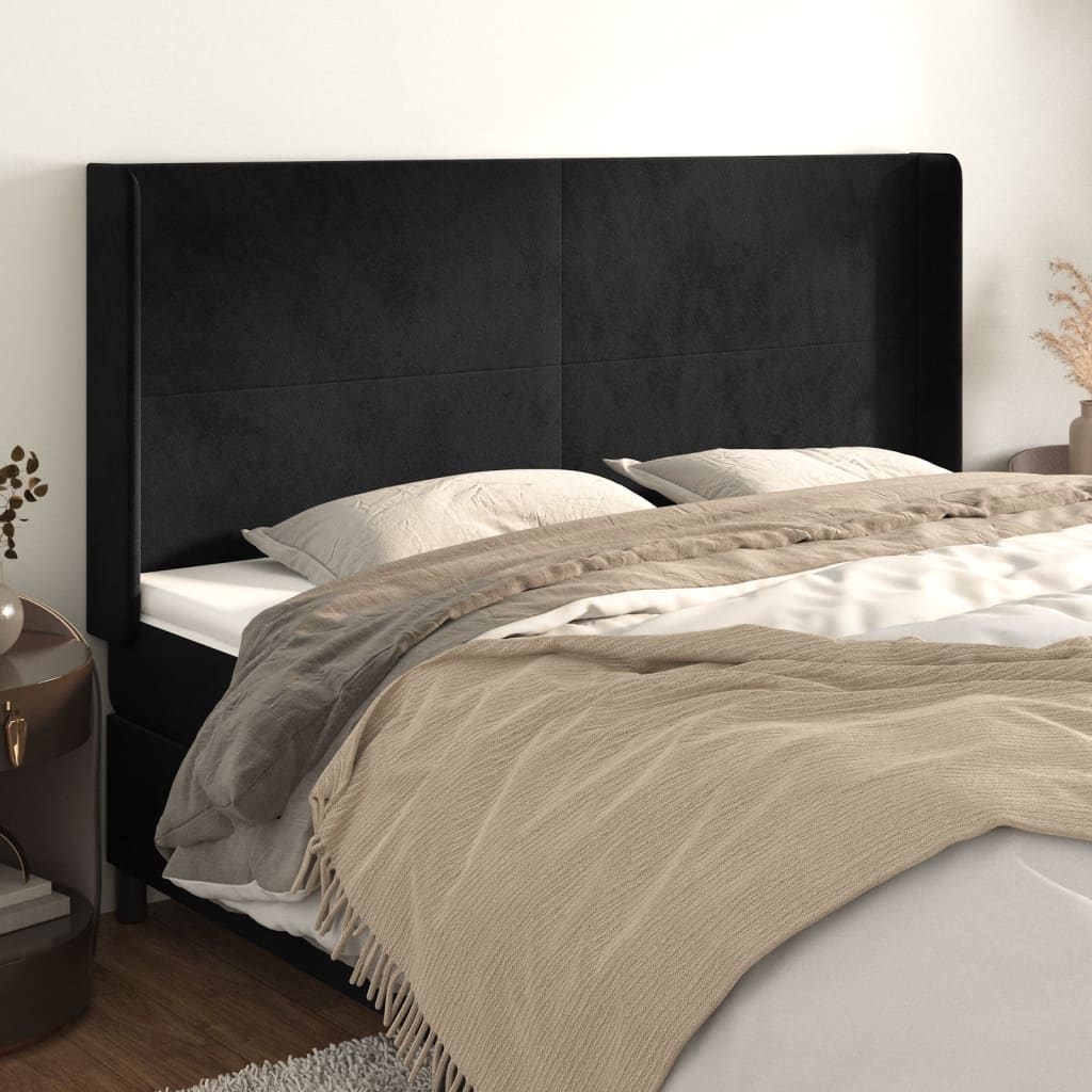 Kopfteil mit Ohren Hellgrau 83x16x78/88 cm Samt