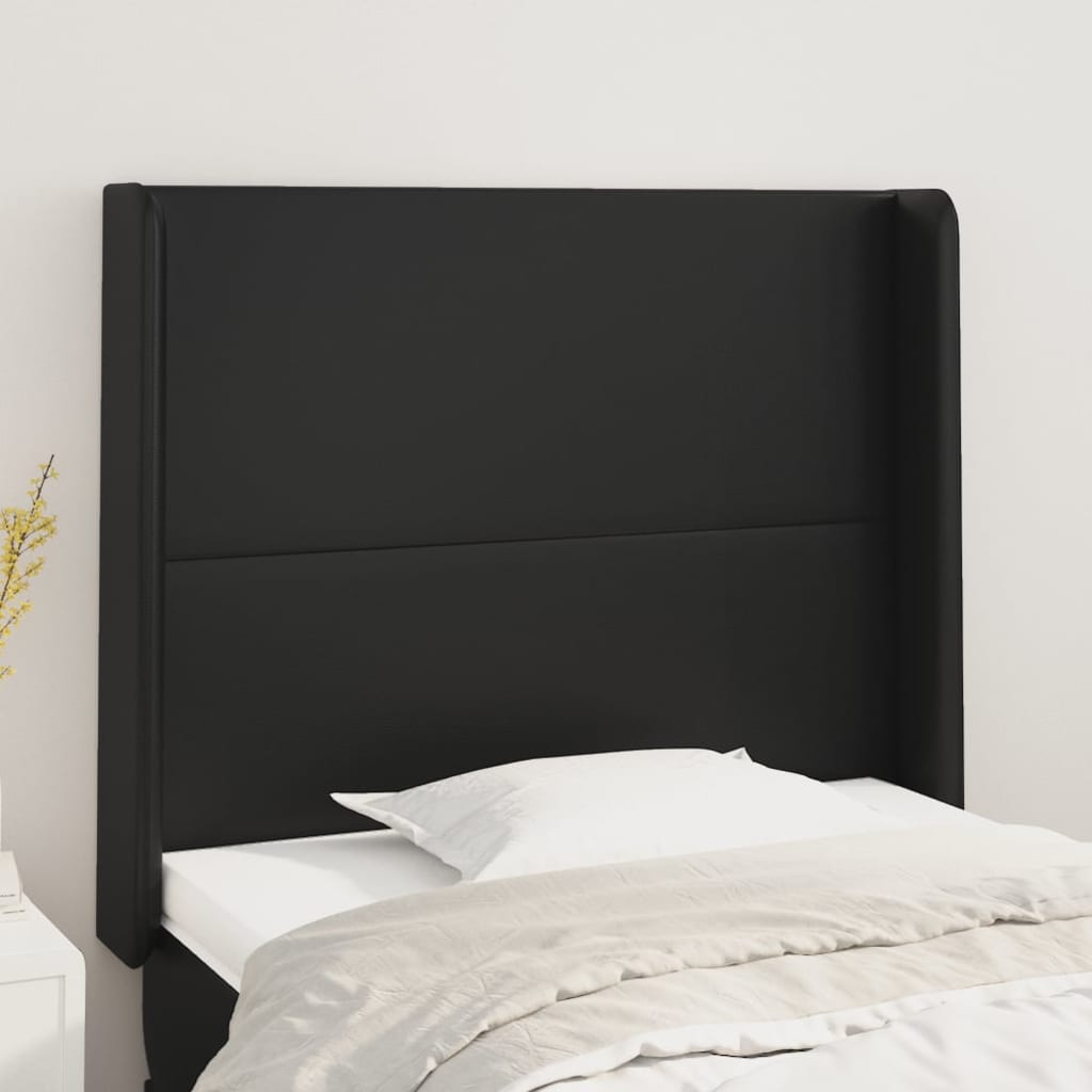 vidaXL Kopfteil mit Ohren Schwarz 83x16x78/88 cm Kunstleder