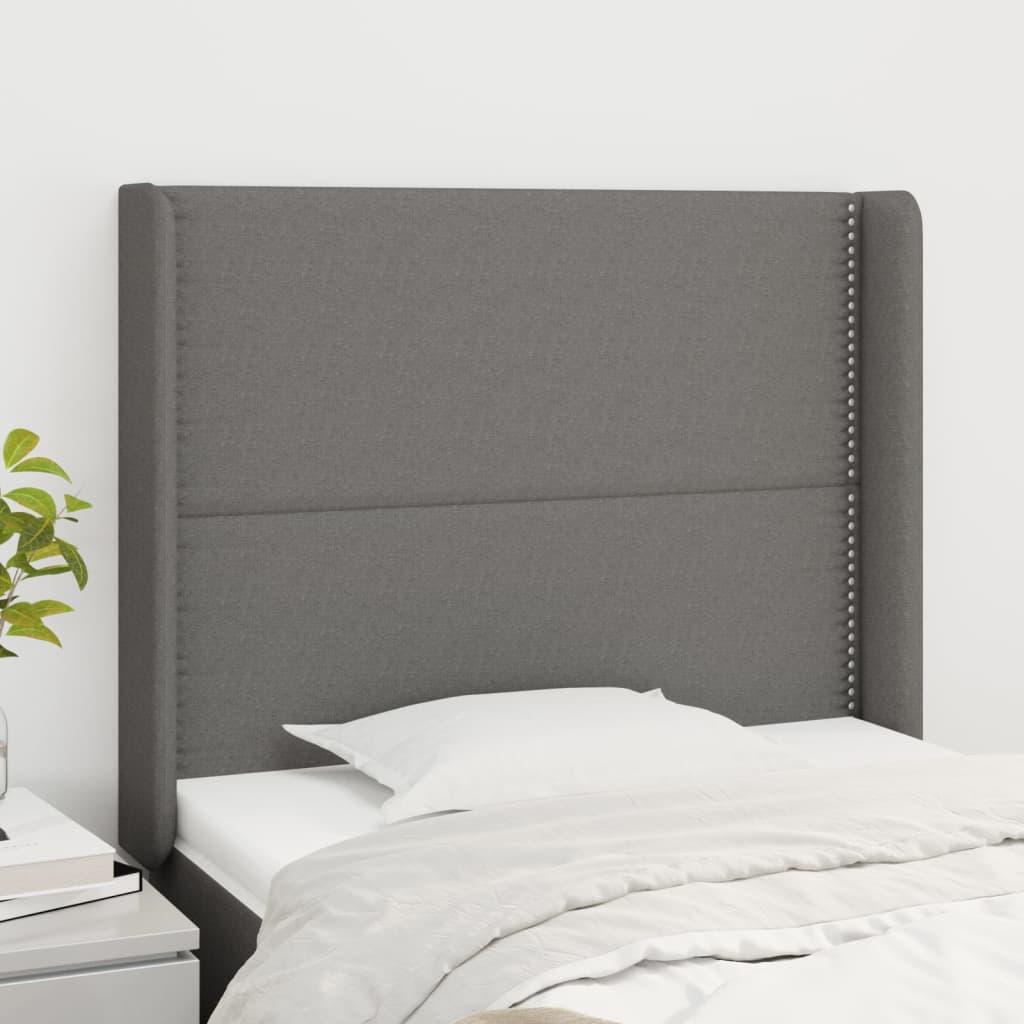 Kopfteil mit Ohren Dunkelgrau 83x16x78/88 cm Stoff