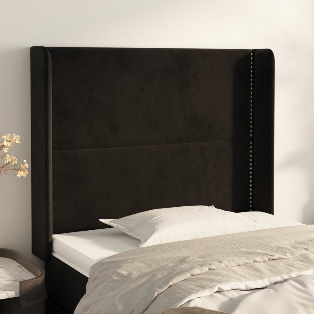 Kopfteil mit Ohren Hellgrau 83x16x78/88 cm Samt