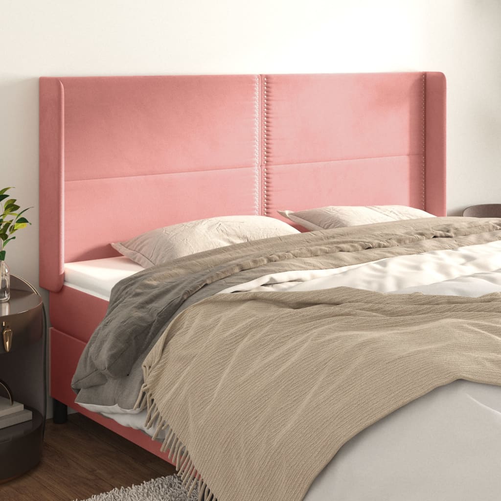 Kopfteil mit Ohren Hellgrau 83x16x78/88 cm Samt