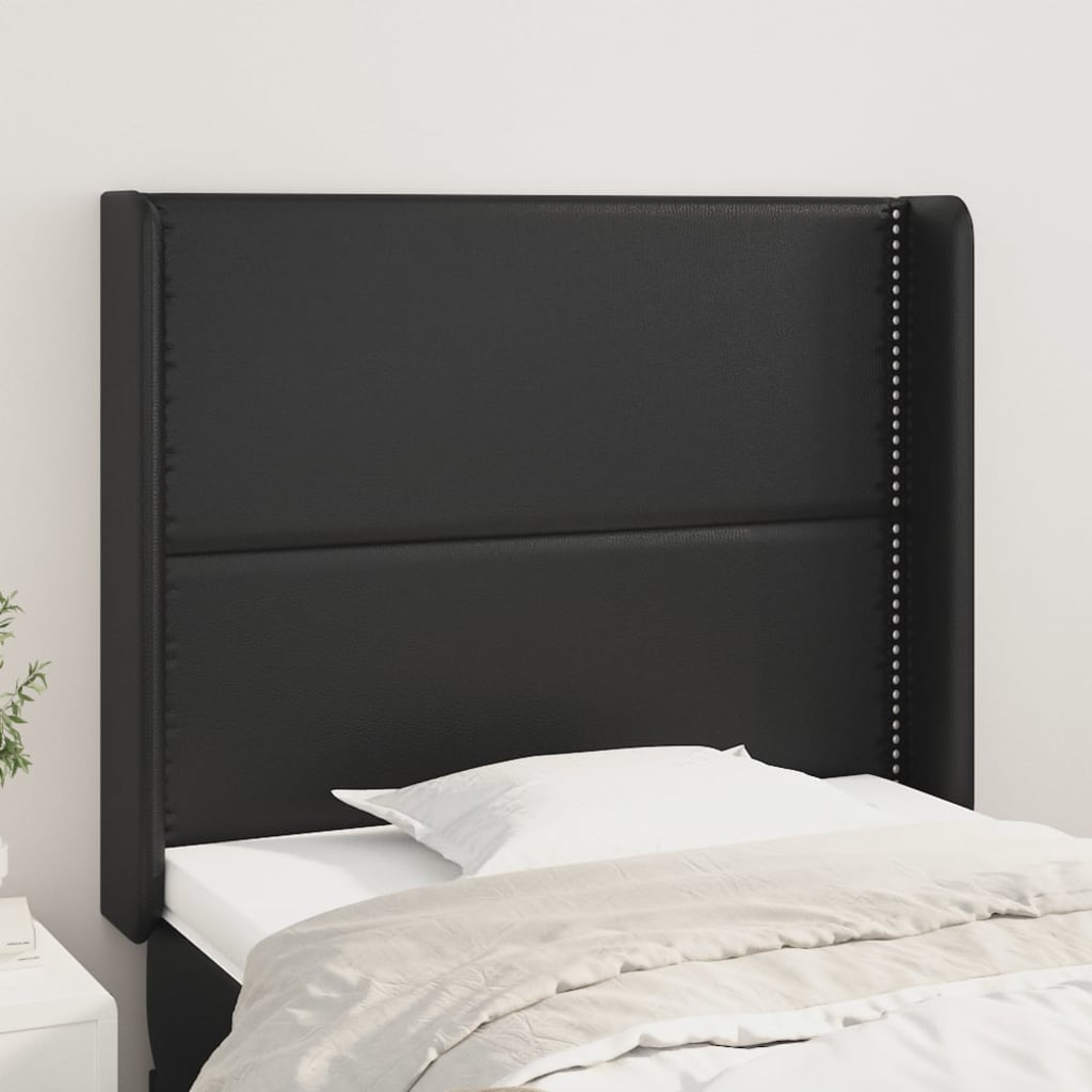 Kopfteil mit Ohren Schwarz 83x16x78/88 cm Kunstleder