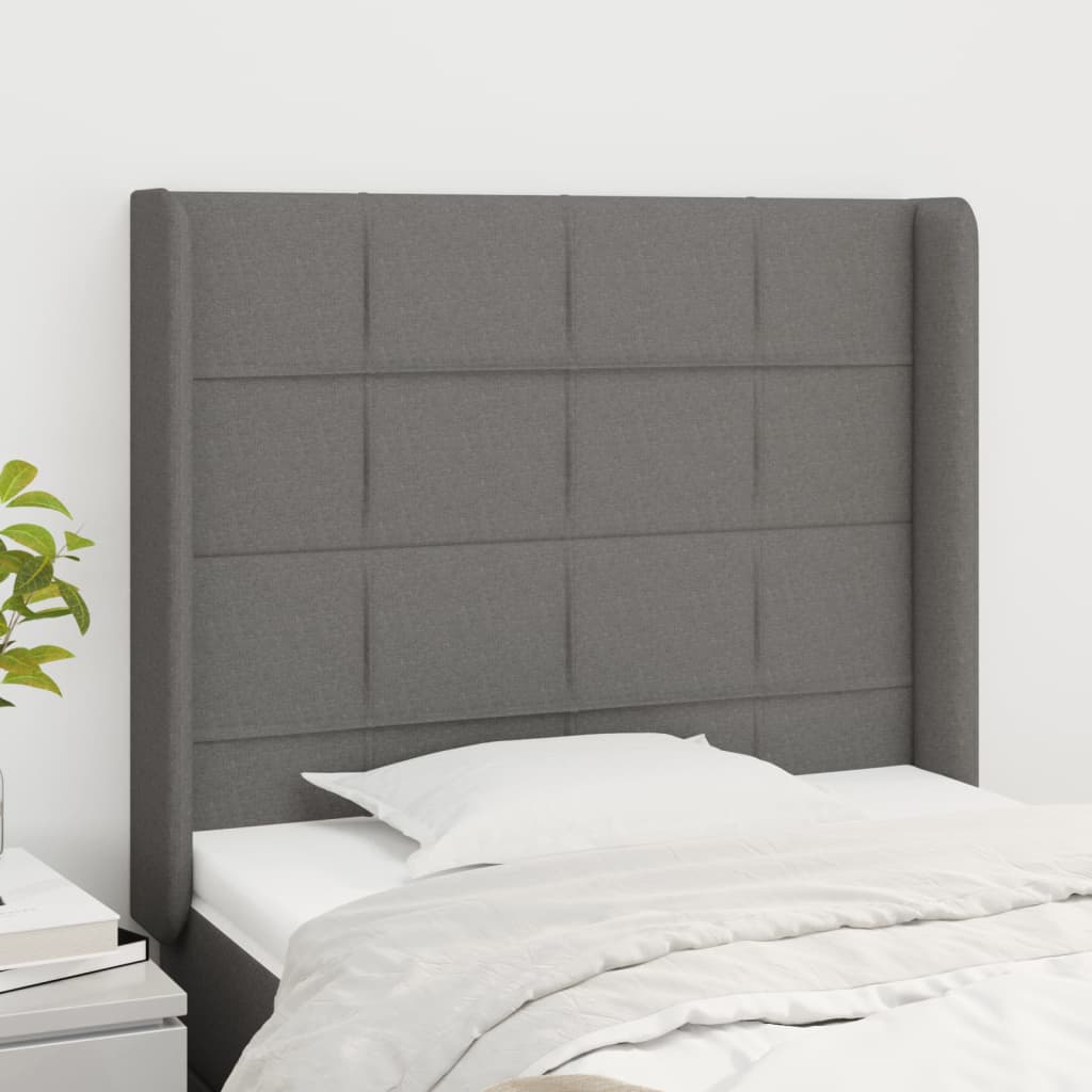Kopfteil mit Ohren Hellgrau 83x16x78/88 cm Stoff