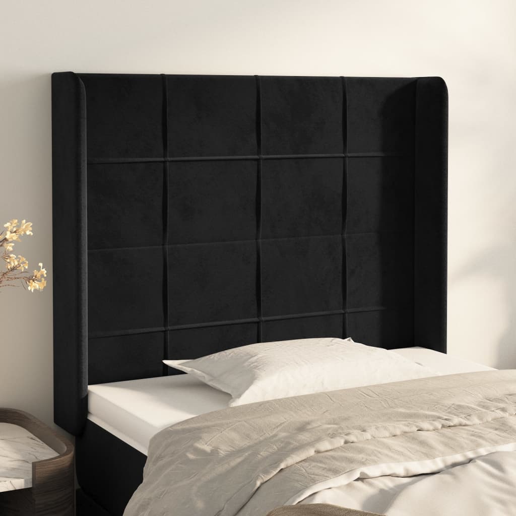 Kopfteil mit Ohren Hellgrau 83x16x78/88 cm Samt