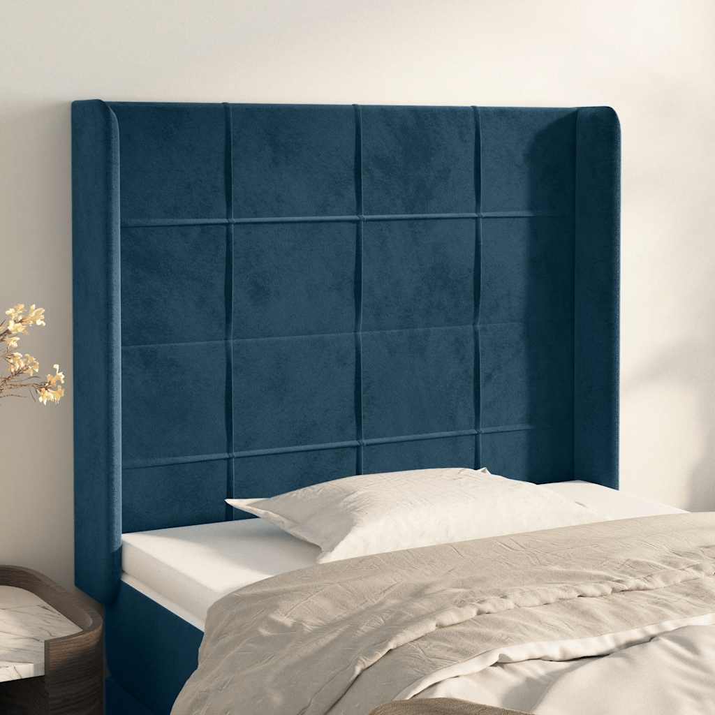 Kopfteil mit Ohren Hellgrau 83x16x78/88 cm Samt