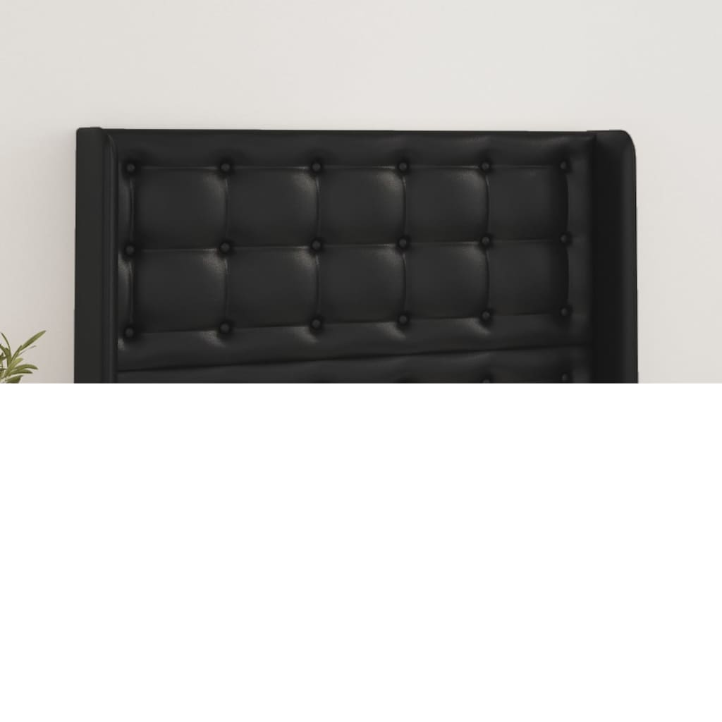 Kopfteil mit Ohren Schwarz 83x16x78/88 cm Kunstleder