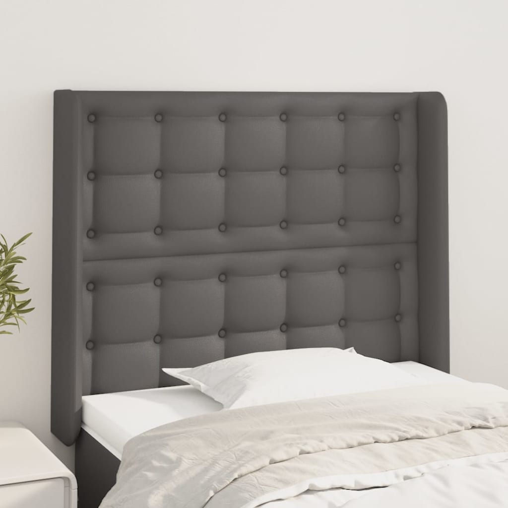 Kopfteil mit Ohren Schwarz 83x16x78/88 cm Kunstleder