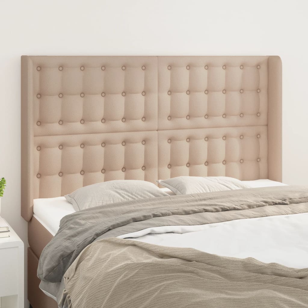 vidaXL Kopfteil mit Ohren Schwarz 83x16x78/88 cm Kunstleder