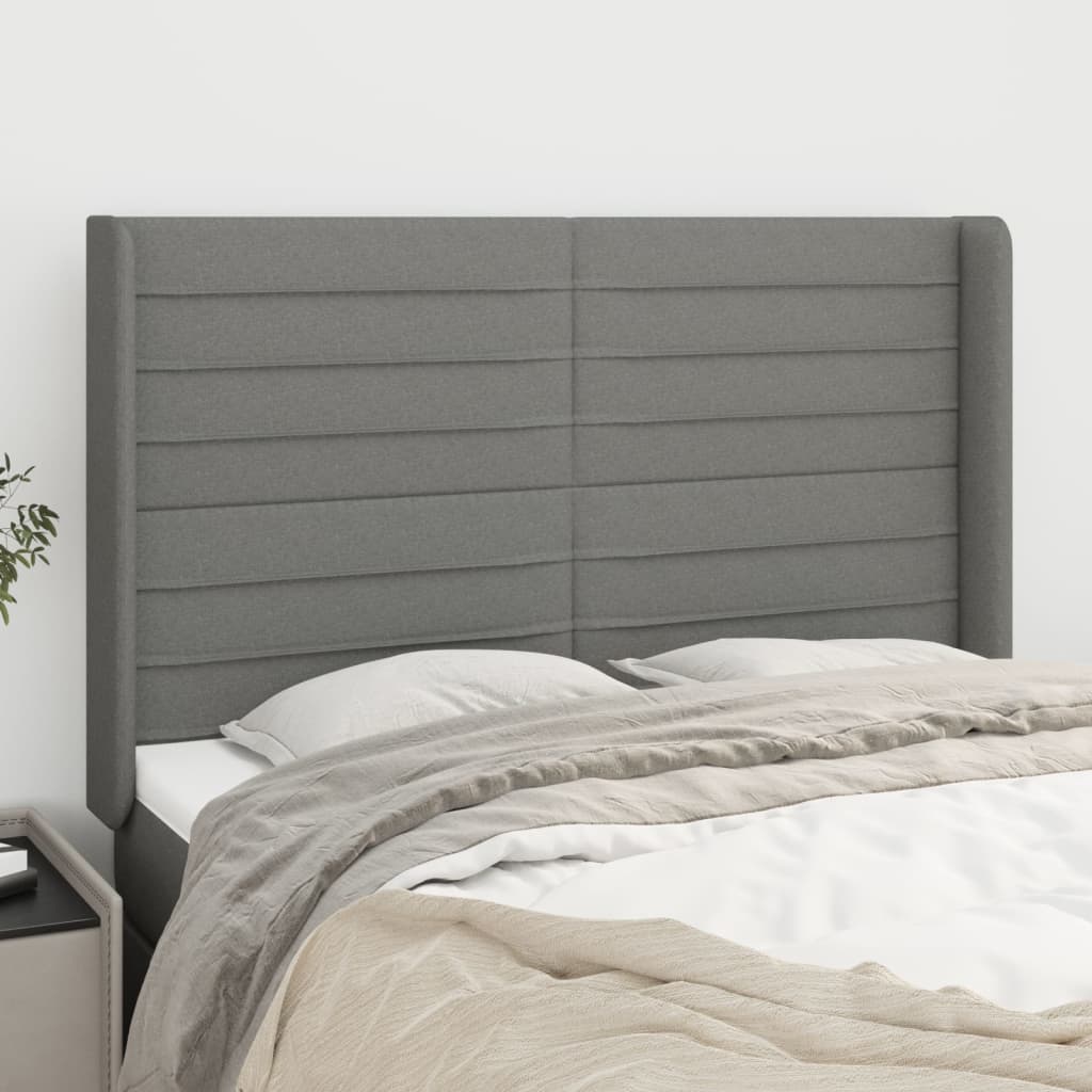 Kopfteil mit Ohren Hellgrau 83x16x78/88 cm Stoff
