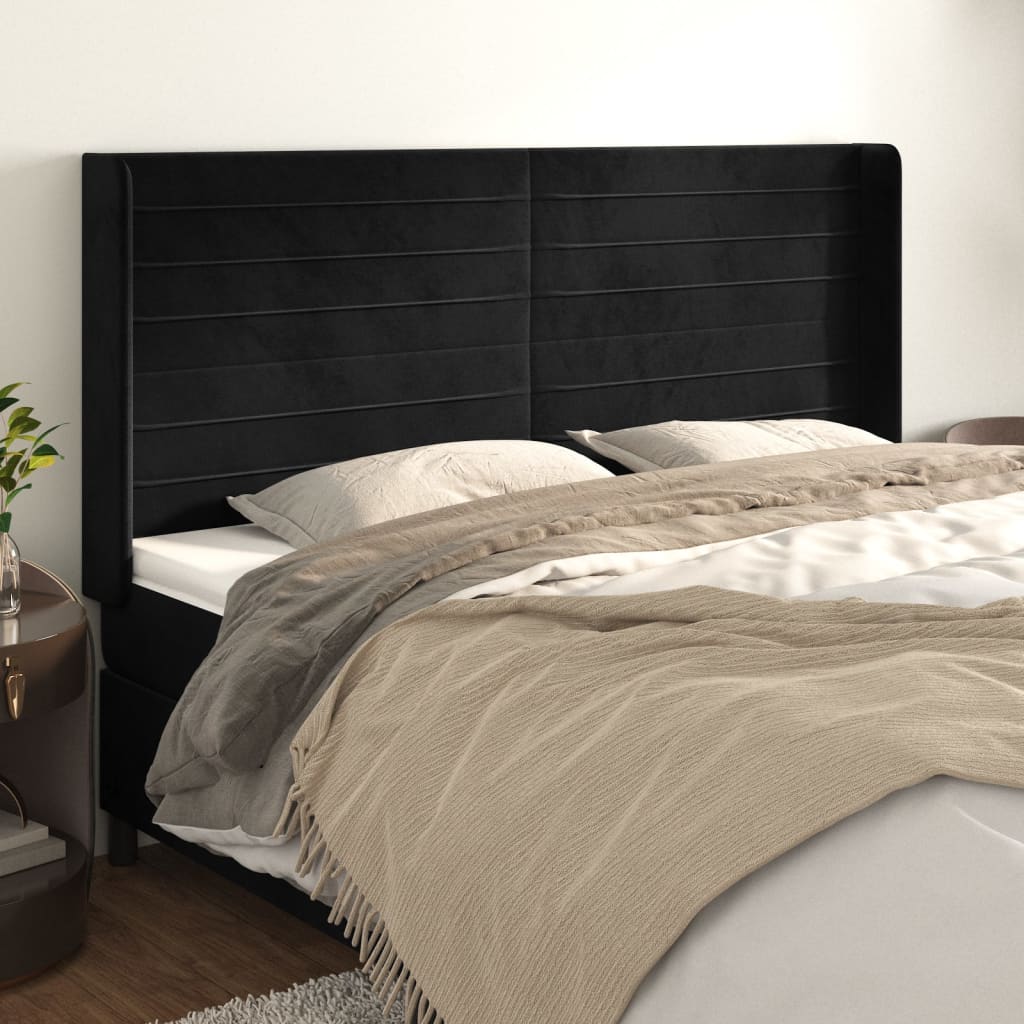 Kopfteil mit Ohren Hellgrau 83x16x78/88 cm Samt