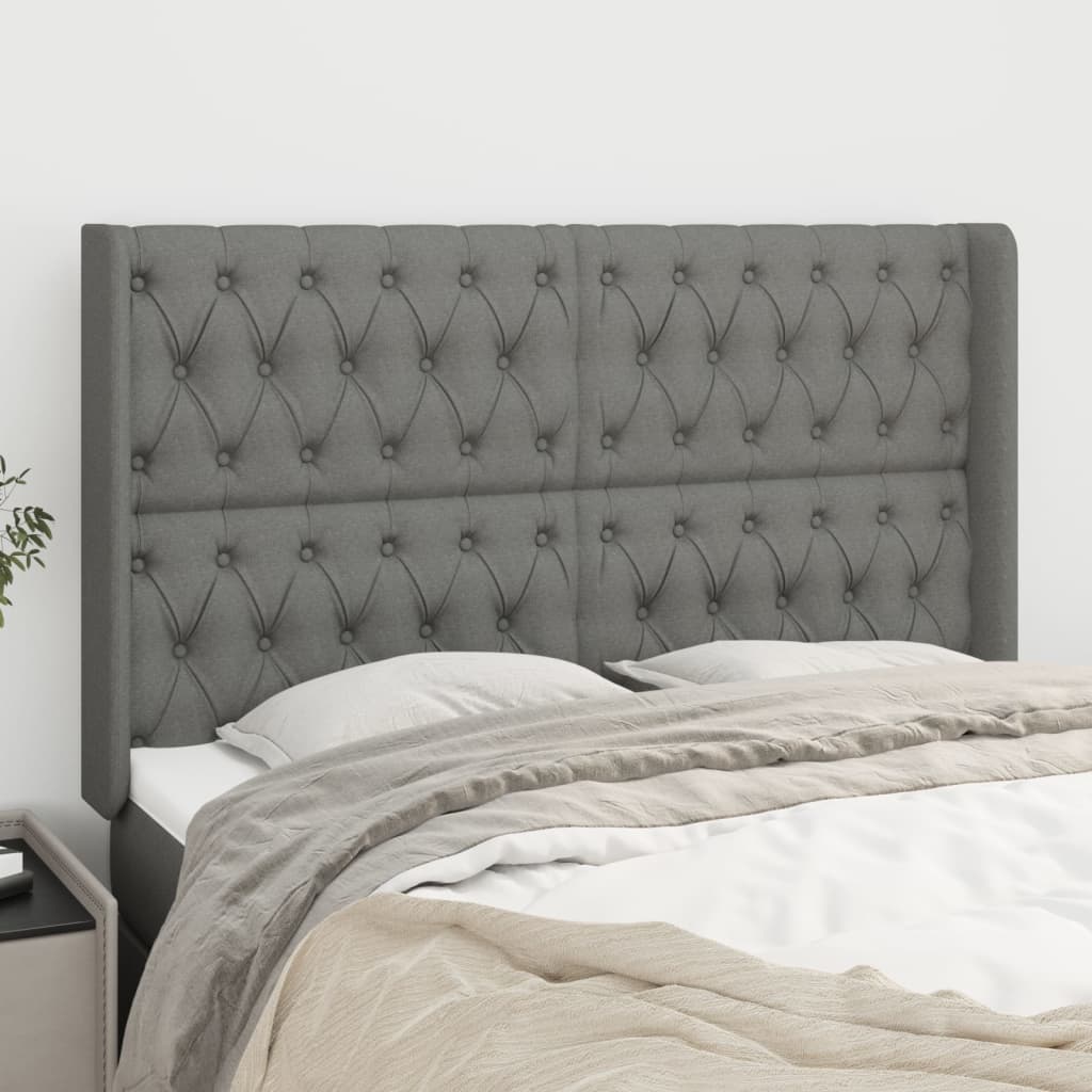 Kopfteil mit Ohren Hellgrau 83x16x78/88 cm Stoff